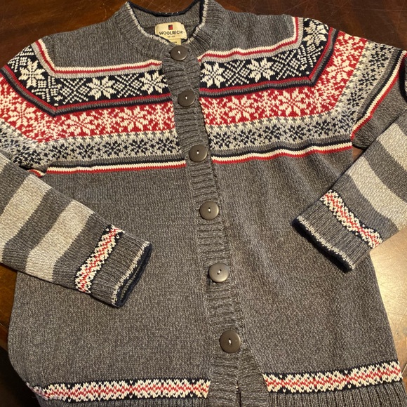 Woolrich Gray and Red Patterned Cardigan - Picture 2 of 7